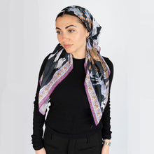 Load image into Gallery viewer, Noir Botanica Scarf (Square Scarf + Pretied)