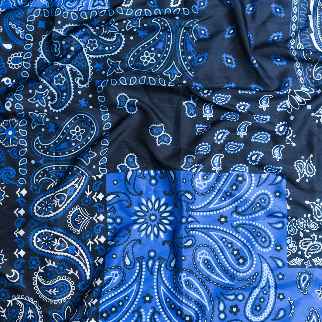 Blue Bandana Printed Tichels (Square, Square w/ hidden grip, Pretied w/ grip, 2 in 1 Pretied w/ grip)k