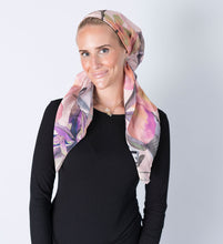 Load image into Gallery viewer, Orchid Oasis Headscarf (Square, Square w/ non visible grip, Pretied w/ grip, open back Pretied w/ grip)