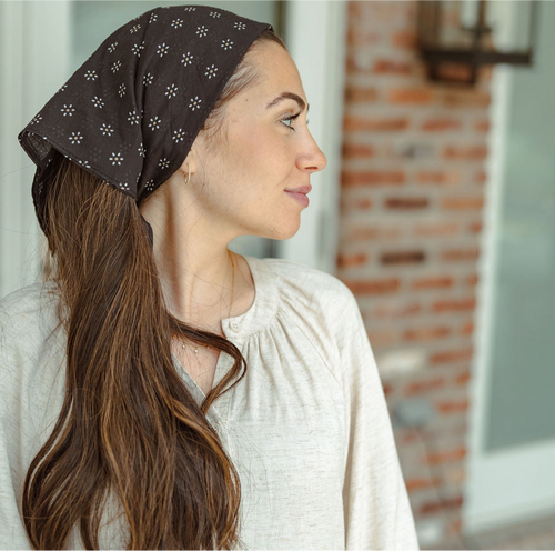 Black Dainty Floral Bandana