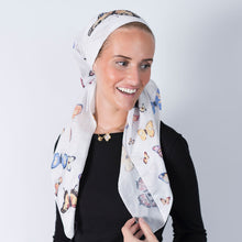 Load image into Gallery viewer, Flutter Fields Headscarf (Square, Square w/ non visible grip, Pretied w/ grip, open back Pretied w/ grip)