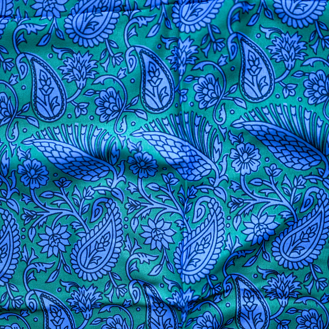 Emerald/Cobalt Paisley Tichel (Square, Square w/ non visible grip, Pretied w/ grip, 2 in 1 Pretied w/ grip)
