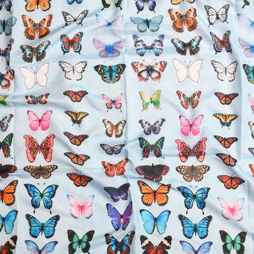 Powder Blue Multi Butterfly Tichel (Square, Square w/ non visible grip, Pretied w/ grip, 2 in 1 Pretied w/ grip)
