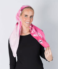 Load image into Gallery viewer, Fuchsia Fantasia Headscarf (Square, Square w/ non visible grip, Pretied w/ grip, open back Pretied w/ grip)