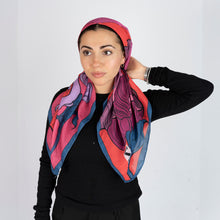 Load image into Gallery viewer, Electric Bloom Scarf (Square Scarf + Pretied)