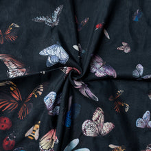 Load image into Gallery viewer, Black Butterfly Swirl Tichel (Square, Square w/ non visible grip, Pretied w/ grip)