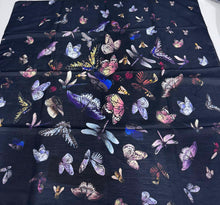 Load image into Gallery viewer, Black Butterfly Swirl Tichel (Square, Square w/ non visible grip, Pretied w/ grip)