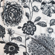 Load image into Gallery viewer, Black + White Floral Toile Tichel (Square, Square w/ non visible grip, Pretied w/ grip, 2 in 1 Pretied w/ grip)