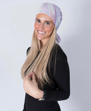 Load image into Gallery viewer, Sorbet Swirl Headscarf (Square, Square w/ non visible grip, Pretied w/ grip, open back Pretied w/ grip)