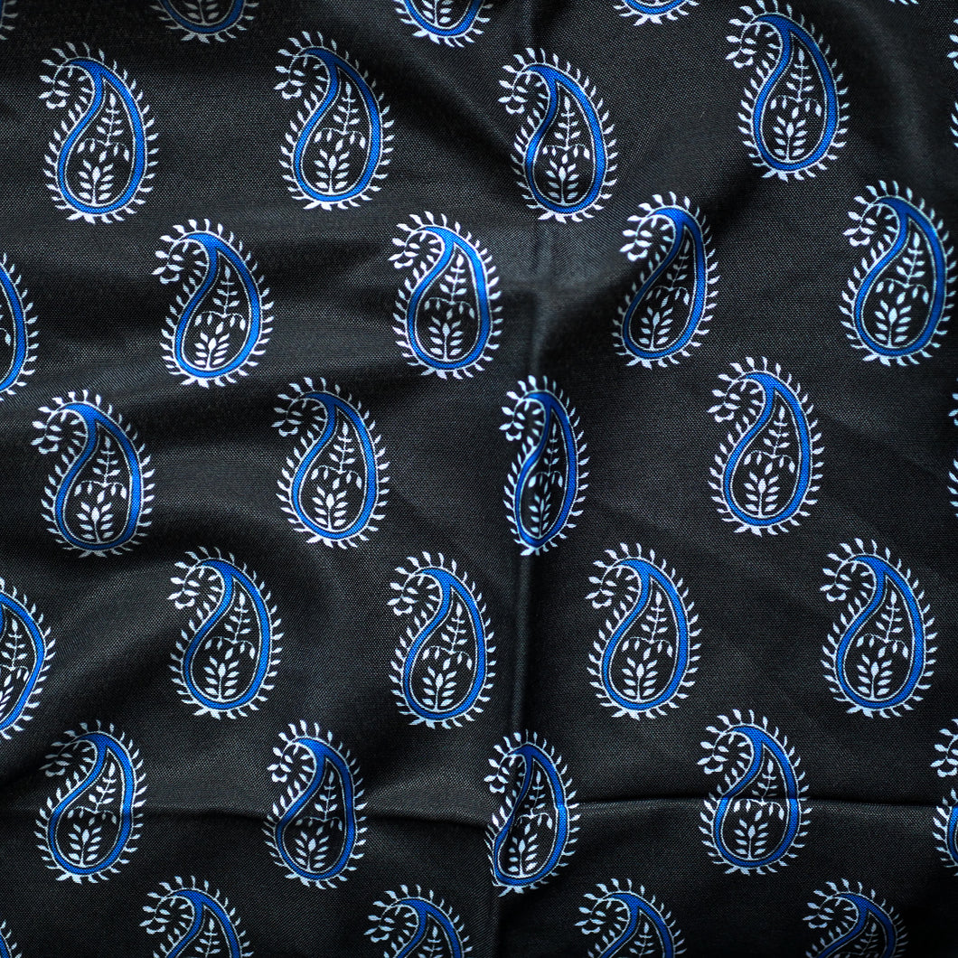 Black/Cobalt Paisley Tichel (Square, Square w/ non visible grip, Pretied w/ grip, 2 in 1 Pretied w/ grip)