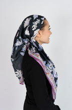 Load image into Gallery viewer, Noir Botanica Scarf (Square Scarf + Pretied)
